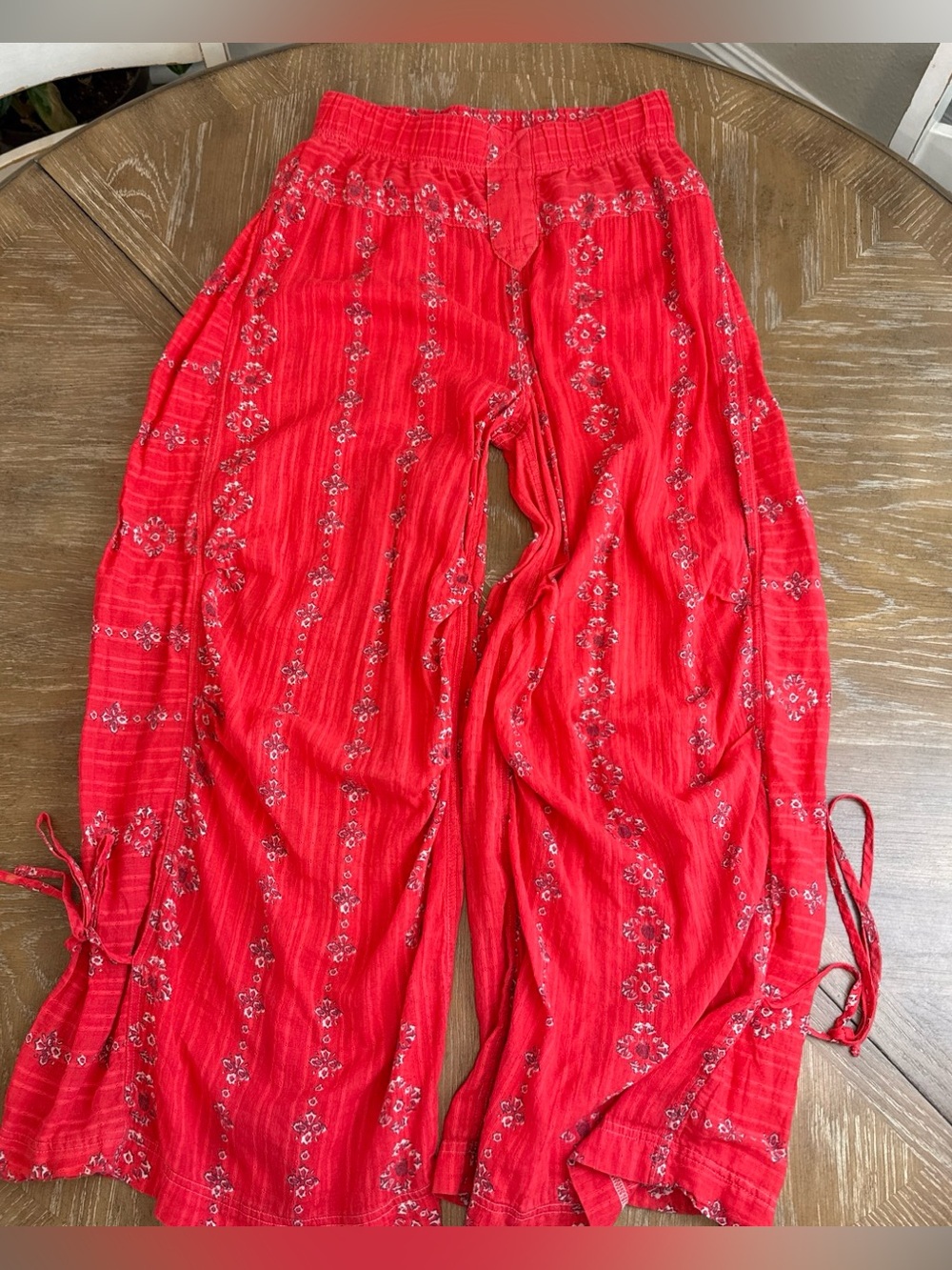 Free People Red Printed Come Over Pants